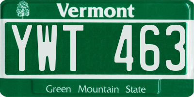 VT license plate YWT463