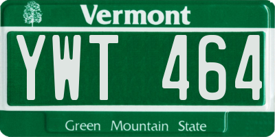 VT license plate YWT464