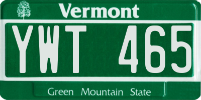 VT license plate YWT465