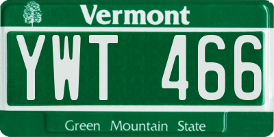 VT license plate YWT466