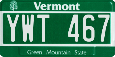 VT license plate YWT467