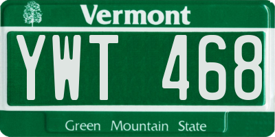 VT license plate YWT468
