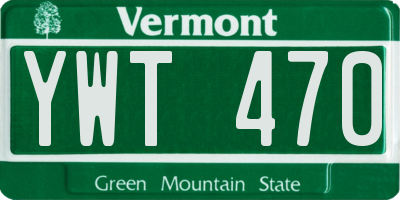 VT license plate YWT470