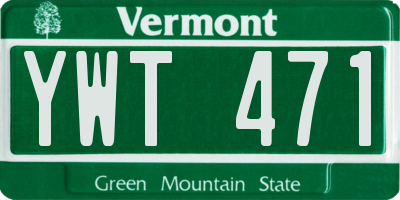 VT license plate YWT471