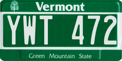 VT license plate YWT472