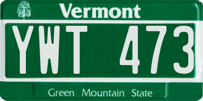 VT license plate YWT473