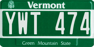VT license plate YWT474