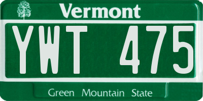 VT license plate YWT475