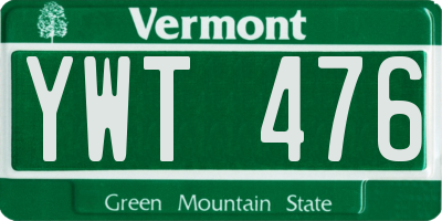 VT license plate YWT476