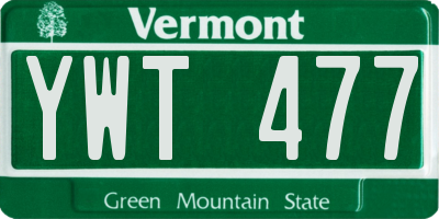 VT license plate YWT477