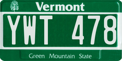 VT license plate YWT478