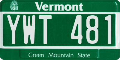 VT license plate YWT481