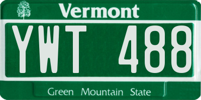 VT license plate YWT488