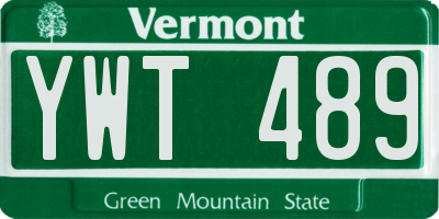 VT license plate YWT489