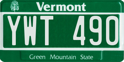 VT license plate YWT490