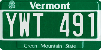 VT license plate YWT491