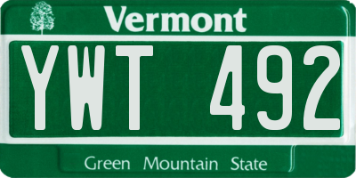 VT license plate YWT492
