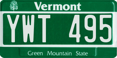 VT license plate YWT495
