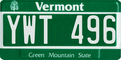 VT license plate YWT496