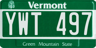 VT license plate YWT497