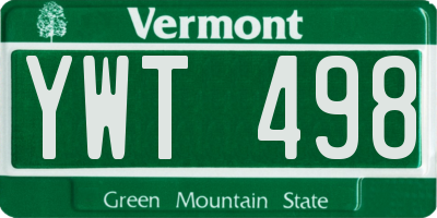 VT license plate YWT498