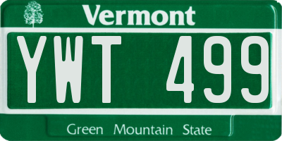 VT license plate YWT499