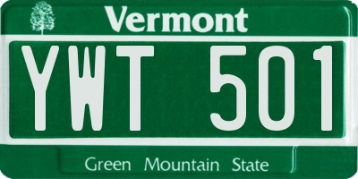 VT license plate YWT501