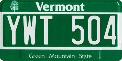 VT license plate YWT504