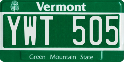 VT license plate YWT505