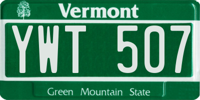 VT license plate YWT507
