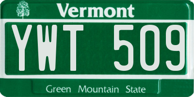 VT license plate YWT509