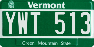 VT license plate YWT513