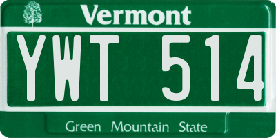 VT license plate YWT514