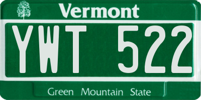 VT license plate YWT522