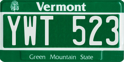 VT license plate YWT523