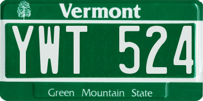 VT license plate YWT524