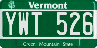 VT license plate YWT526