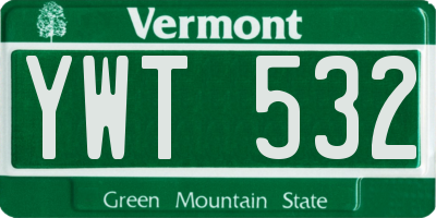VT license plate YWT532