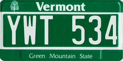 VT license plate YWT534