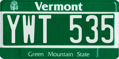 VT license plate YWT535