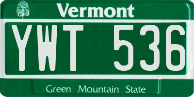 VT license plate YWT536