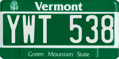 VT license plate YWT538
