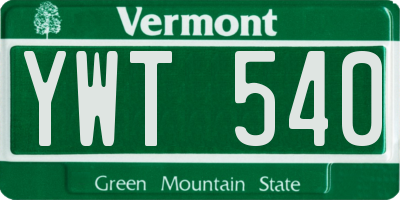 VT license plate YWT540