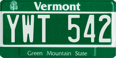 VT license plate YWT542