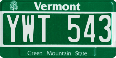 VT license plate YWT543