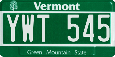 VT license plate YWT545