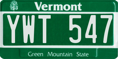 VT license plate YWT547