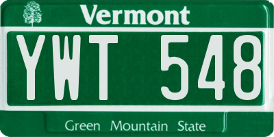 VT license plate YWT548
