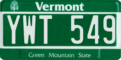 VT license plate YWT549