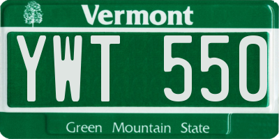 VT license plate YWT550